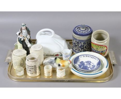 A tray lot of collectable china to include Wedgwood and Prattware examples.