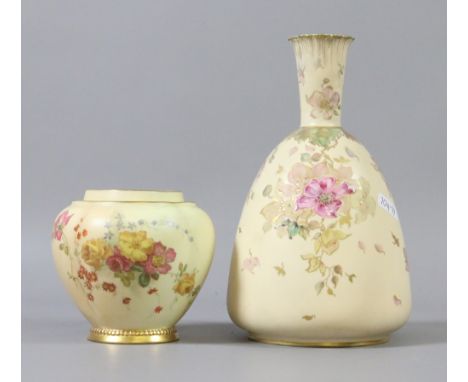 A Royal Crown Derby blush ground vase and a Royal Worcester pot pourri vase.