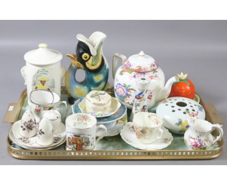 A tray of assorted ceramics including Royal Crown Derby, Carltonware and Royal Winton etc.