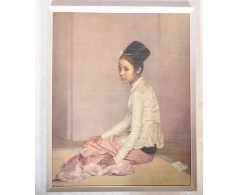 After Sir Gerald Kellly (1879-1972), a vintage print of Saw Ohn Nyun, Princess of Burma portrait print of a young seated woma