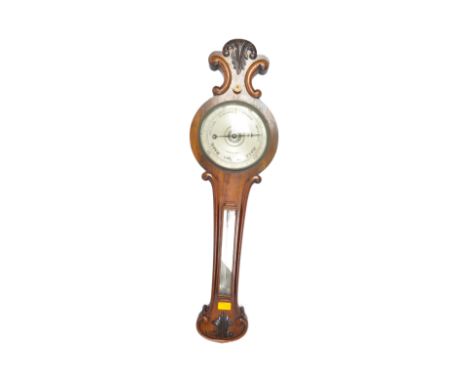 A 19th century George III Carlton &amp; King oak cased wall barometer, The barometer&nbsp; having silvered face with palmette