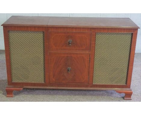 A mahogany veneered radiogram &amp; record player, Garrard, circa 1970, 78cm high, 128cm wide