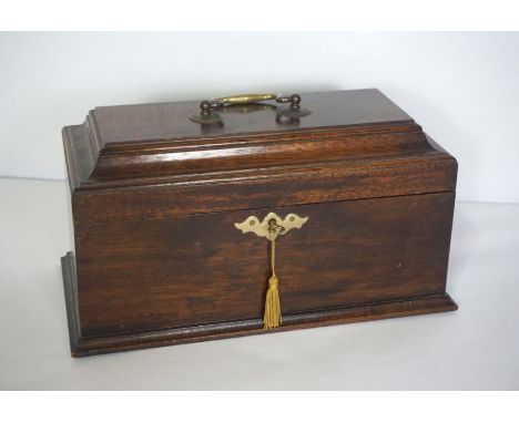 A Georgian style trinket box, in form of tea caddy, 20th century, 32cm wide
