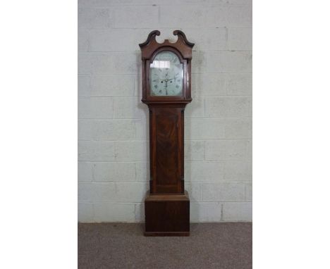 A Scottish late Georgian eight day mahogany longcase clock, signed Alex. Nimmo, Kirkcaldy, in a case with a swan necked pedim