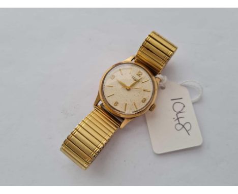 A GENTS LONGINES WRIST WATCH 9CT WITH SECONDS SWEEP ON EXPANDABLE METAL STRAP WO 