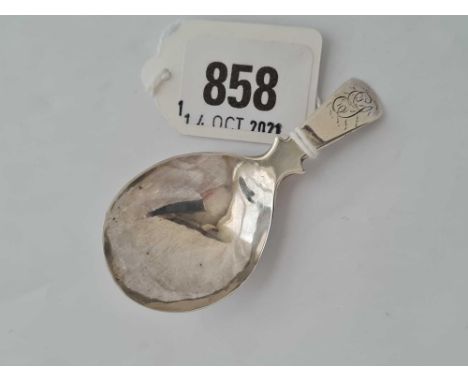 A Georgian fiddle pattern caddy spoon - Birmingham 1812 by IT 