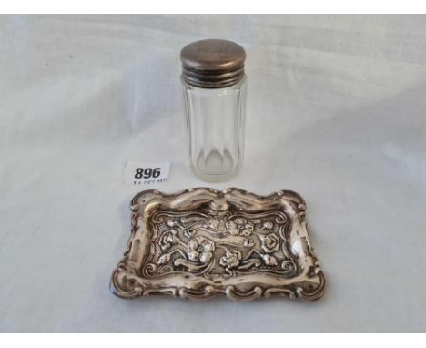 An Art Nouveau pin tray - Birmingham 1904 and a mounted jar 