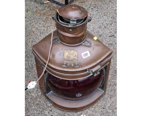 A good large port ships lamp in copper. Fitted foe electric.