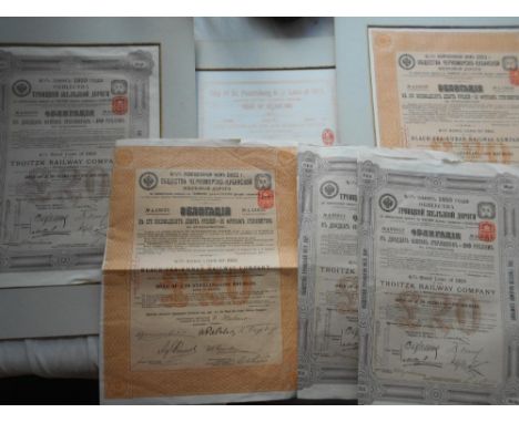 SHARE CERTIFICATES  6 share certificates, 1910-1914, Russian Railways