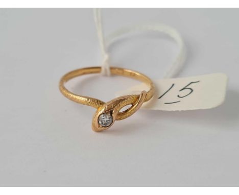 A diamond set 14ct gold snake ring size R 2.2g inc