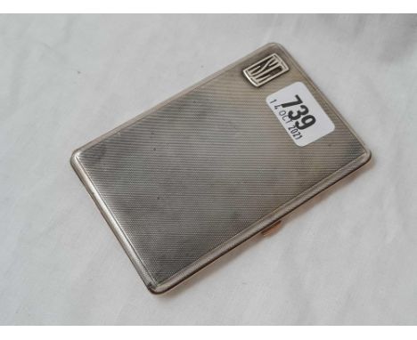 An engine turned cigarette case with 9ct gold mounts, total weight 210g