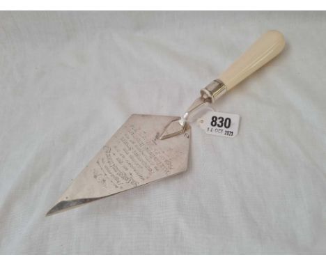 A Foundation Stone trowel, dated 1938 - 11" long - Birmingham 1935 with Jubilee mark 