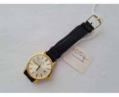 A GENTS OMEGA AUTOMATIC WRIST WATCH WITH SECONDS SWEEP AND DATE APERTURE WO  