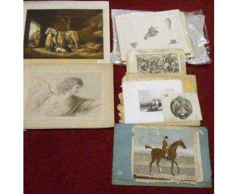 A large quantity of unframed prints, to include maps, old master engravings, etchings etc