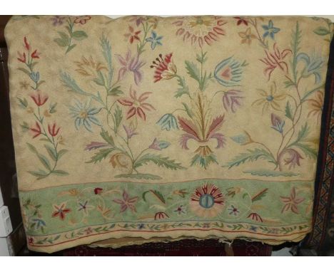 A European Crewel floral machine woven tapestry wall hanging,137 x 224cm.
