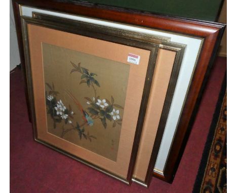 Marji Daisley - The Great Hall, limited edition print, together with a set of three Japanese prints on silk (4)