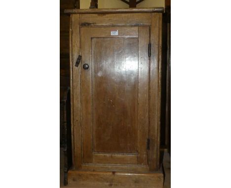 A Victorian rustic pine hinge top bedside commode cupboard, width 43cm