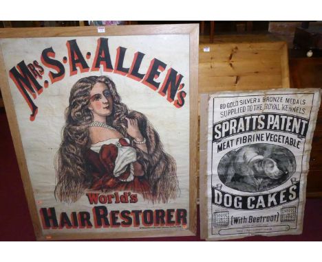 A circa 1900 advertising poster for Mrs SA Allen's World Hair Restorer published by M Cerquodale &amp; Co Ltd printers, Londo