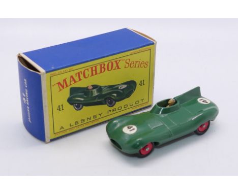 Matchbox - Unsold Shop Stock - A rare boxed Jaguar D Type # 41. This is the 1960 onwards 62 mm body version with the sought a