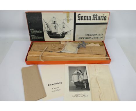 Steingraeber - A rare boxed vintage unmade wooden model kit of Columbus' Santa Maria in 1:50 scale. The kit appears untouched