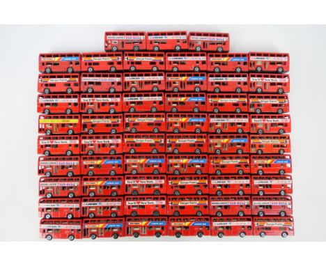 Matchbox - A fleet of over 50 unboxed Matchbox London buses. The buses all show signs of light play wear generally ranging Go