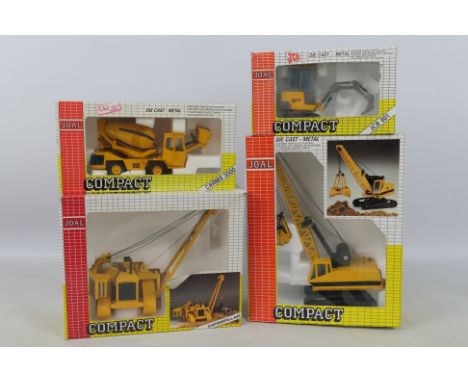 Joal - 4 x boxed Joal Compact die-cast model construction vehicles in various scales - Lot includes a #225 'Cat' Digging Cran