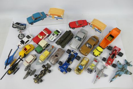Corgi - Polistil - Martoys - Dinky - A collection of 27 x unboxed models including a tinplate Mercedes racing car, Ed Straker