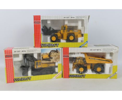 Joal - 3 x boxed 1:50 scale Joal Compact die-cast model construction vehicles - Lot includes a #239 Michigan L 320 Loader. A 