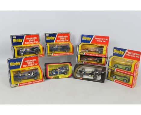 Corgi - Dinky - Unboxed Shop Stock - 9 x boxed models including 3 x Hesketh 308E # 222, 2 x McLaren M8A Can Am # 223, 2 x Fer