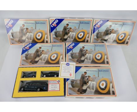 Corgi - Unsold Shop Stock - 6 x Battle Of Britain 50th Anniversary three vehicle sets # D35/1 with a Bedford OB Coach, Morris