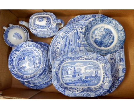 A group of Copeland Spode Italian china and two Liberty blue bowls 