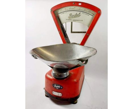 A large set of Berkel red grocery scales 