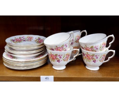 A Coclough floral tea set of six cups and saucers and six tea plates 