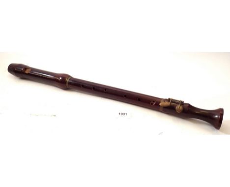 A Schott's German Concert Tenor recorder, 62cm long 