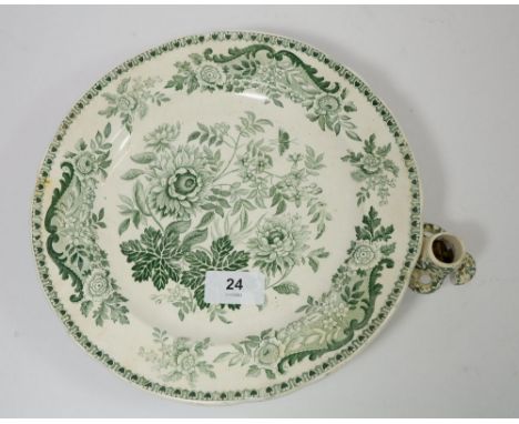 A Victorian green printed Late Spode warming plate
