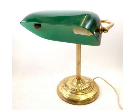 A vintage bankers lamp with green glass shade 33cm tall 