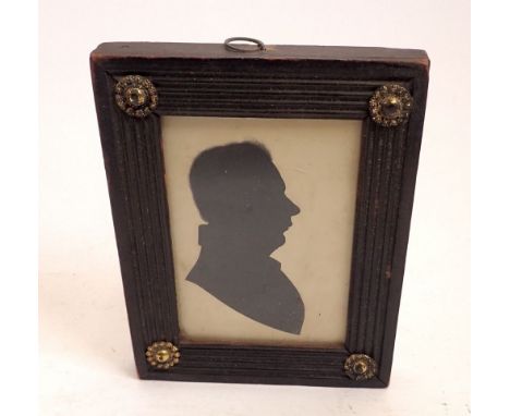 A 19th century silhouette portrait of T B Gaskell, 9 x 6.5cm 