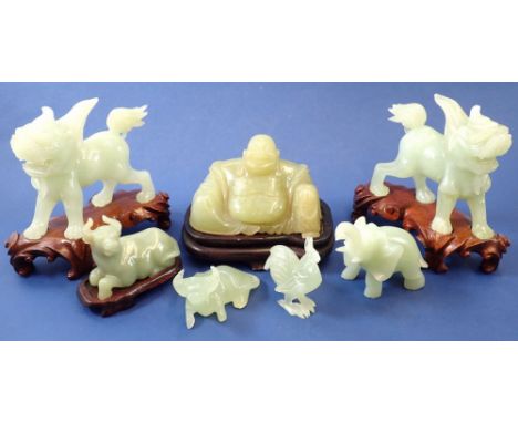 A group of modern jade style animals etc.