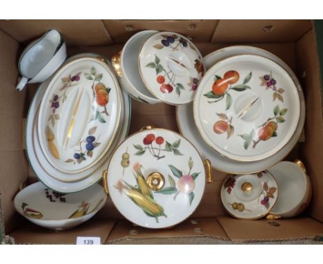 A box of Royal Worcester Evesham including tureens and serving dishes 