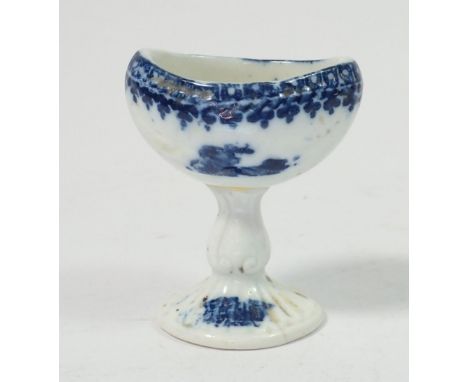 A Caughley porcelain blue and white eye bath - repaired