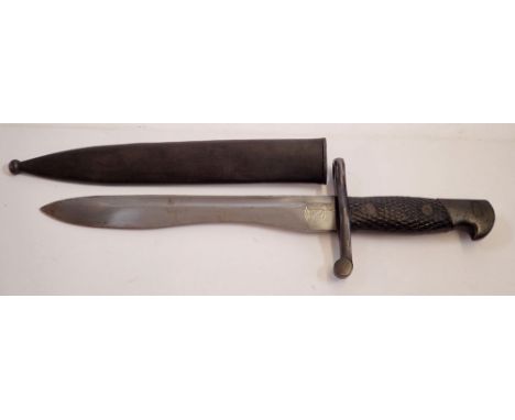 A Spanish Mouser Model 1941 Bolo bayonet, steel blade marked Toledo with steel scabbard 