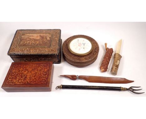Various collectables including boxes, toasting fork etc. 