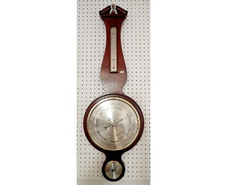 A Shortland Bowen mahogany barometer thermometer, 78cm 