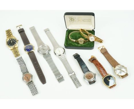 Collection of vintage wrist watches to include Bulova Accutron, Rotary, Homis, JNO, Buler, Quilbe, Sekonda, Roamer and Marubi