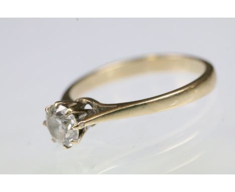9ct gold and white stone solitaire ring. Hallmarked Birmingham 1983. Size K. 