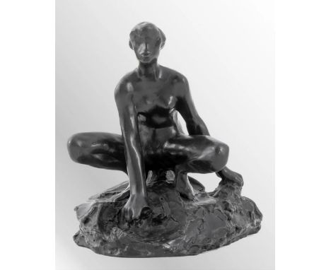 Auguste RODIN (1840-1917), D’APRES Grande baigneuse accroupie, modèle de 1885. Bronze à patine brune nuancée, signé et numéro