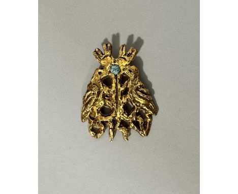 Jacques LIPCHITZ (1891-1973). « Jérusalem ».1970. Broche en bronze doré et turquoise. Signé en creux au dos. Dimensions : 7 x