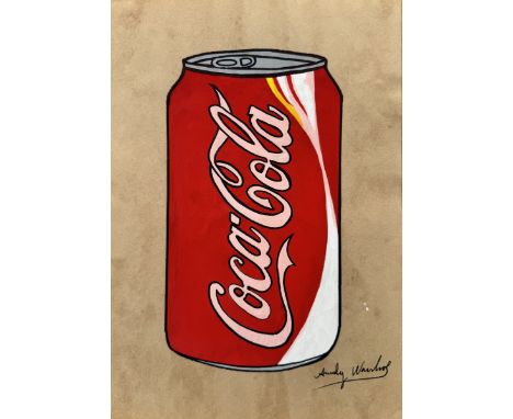 Andy WARHOL (1928-1987), D'Après Coca-Cola can Gouache sur papier, porte une signature en bas à droite. Porte au dos les cach