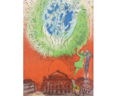 Marc Chagall (Russian/French 1887-1985): 'L'Opéra', offset colour lithograph pub. Derriere le Miroir 38cm x 28cm (unframed)