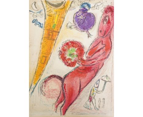 Marc Chagall (Russian/French 1887-1985): 'La Tour Eiffel à l'Âne', offset colour lithograph pub. Derriere le Miroir 38cm x 28
